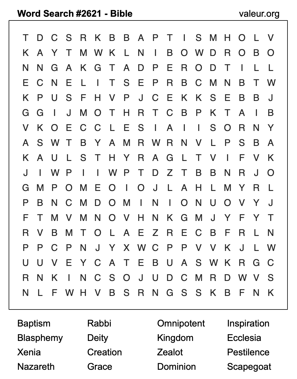 Bible Word Search Puzzle #2621