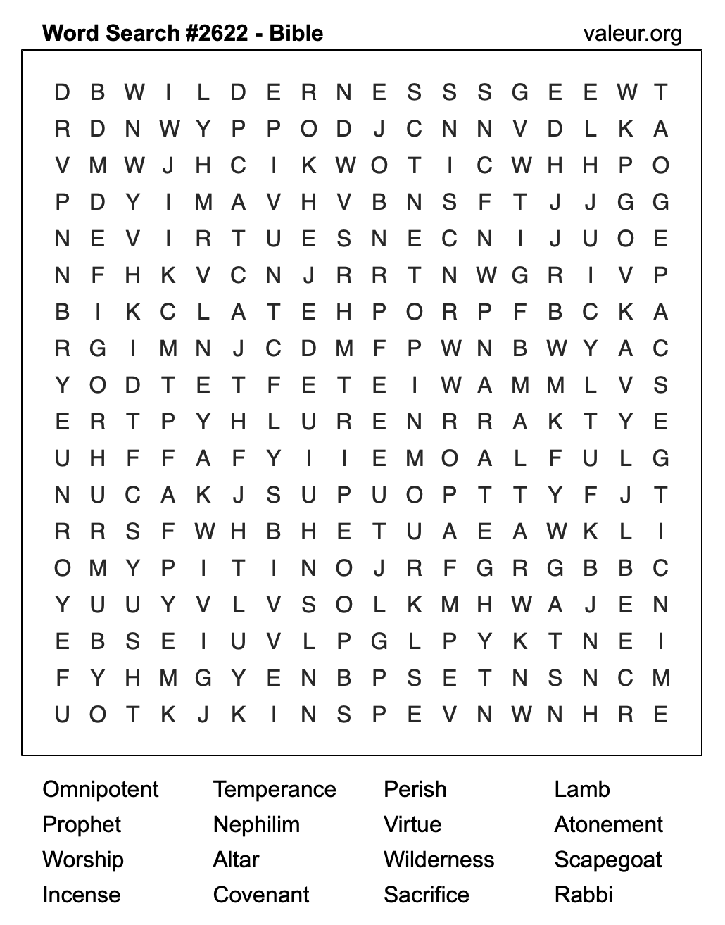 Bible Word Search Puzzle #2622