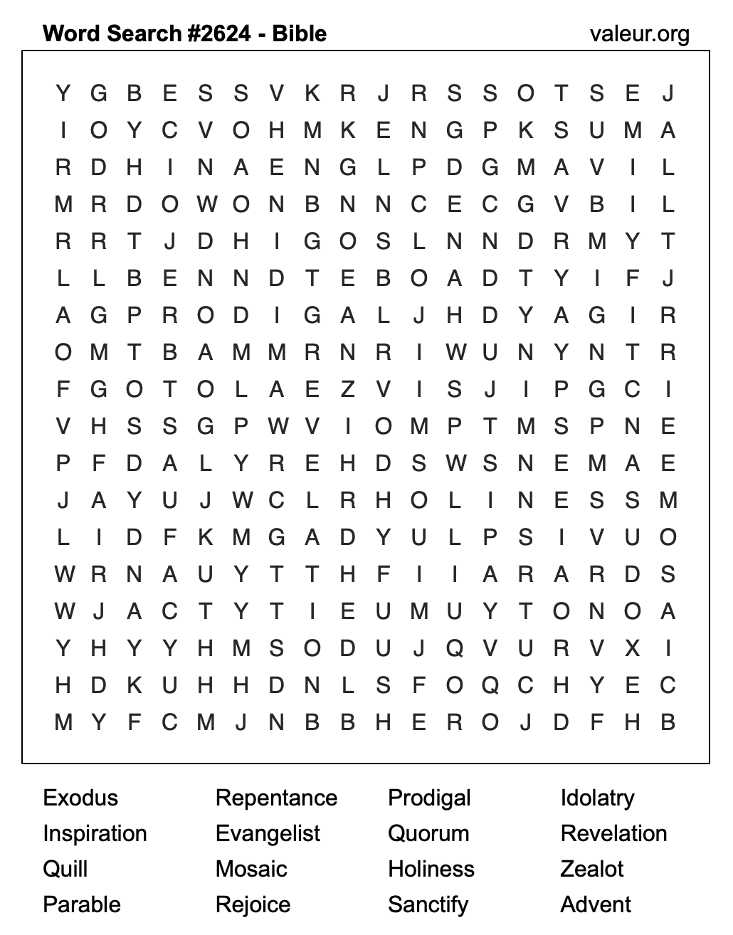 Bible Word Search Puzzle #2624