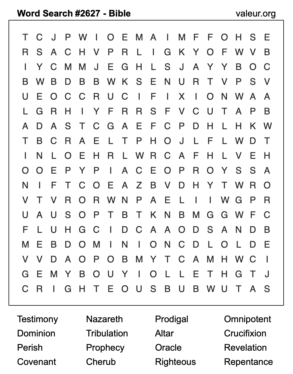 Bible Word Search Puzzle #2627