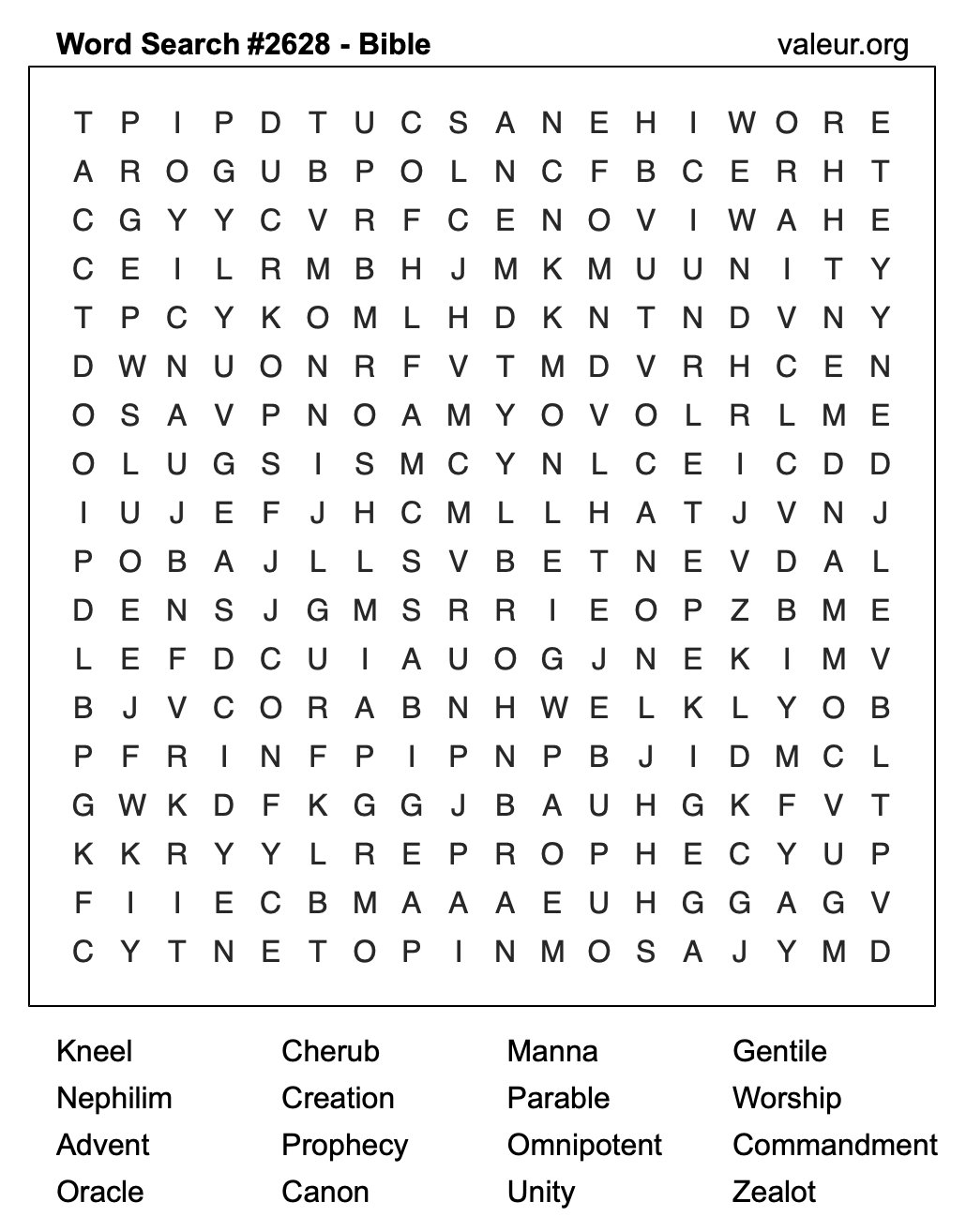 Bible Word Search Puzzle #2628