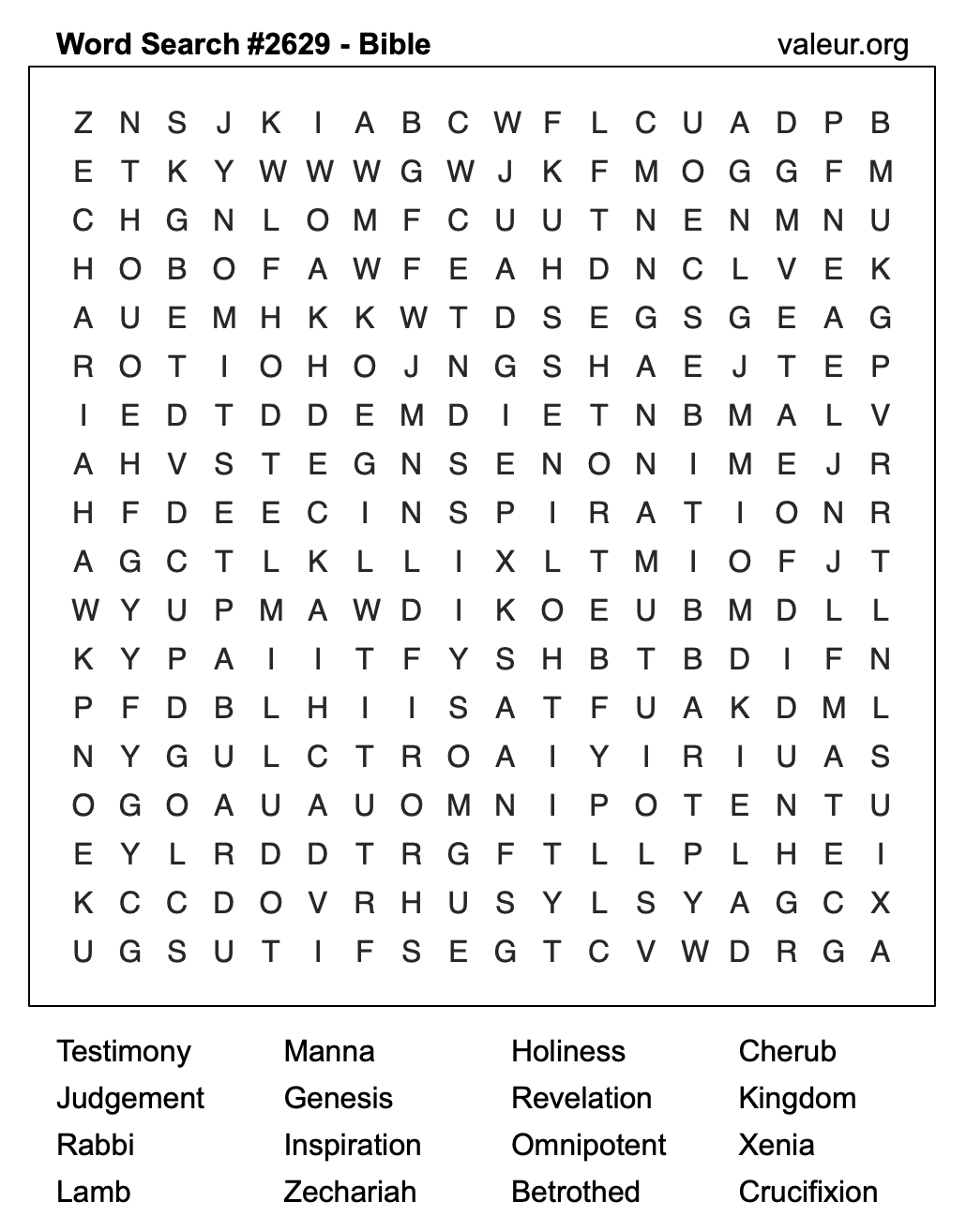 Bible Word Search Puzzle #2629