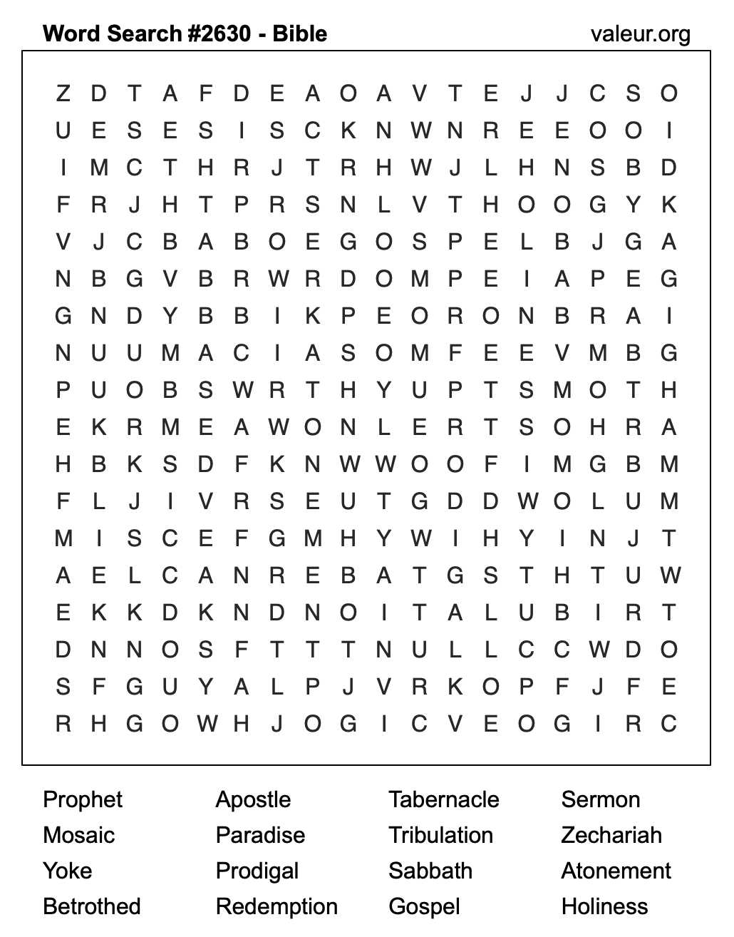 Bible Word Search Puzzle #2630