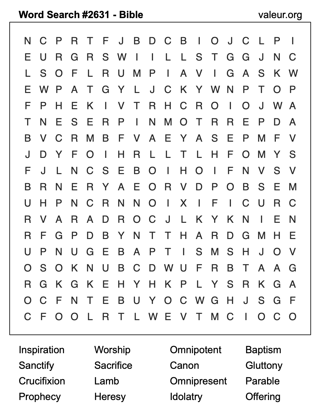 Bible Word Search Puzzle #2631