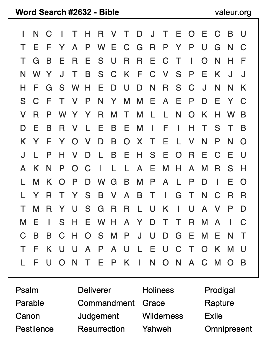 Bible Word Search Puzzle #2632