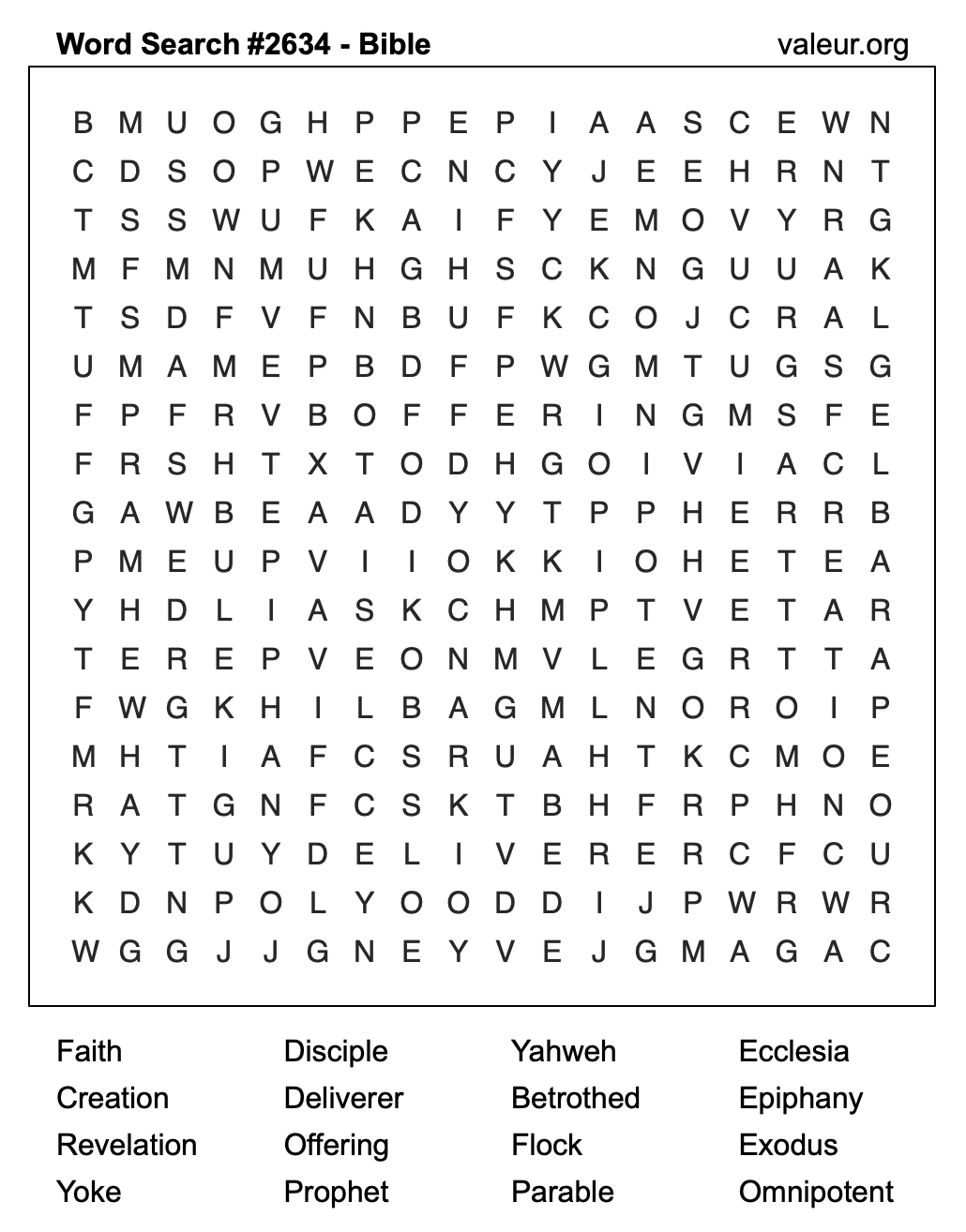 Bible Word Search Puzzle #2634