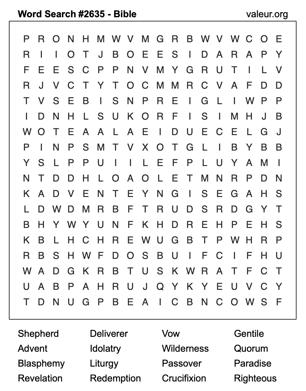 Bible Word Search Puzzle #2635