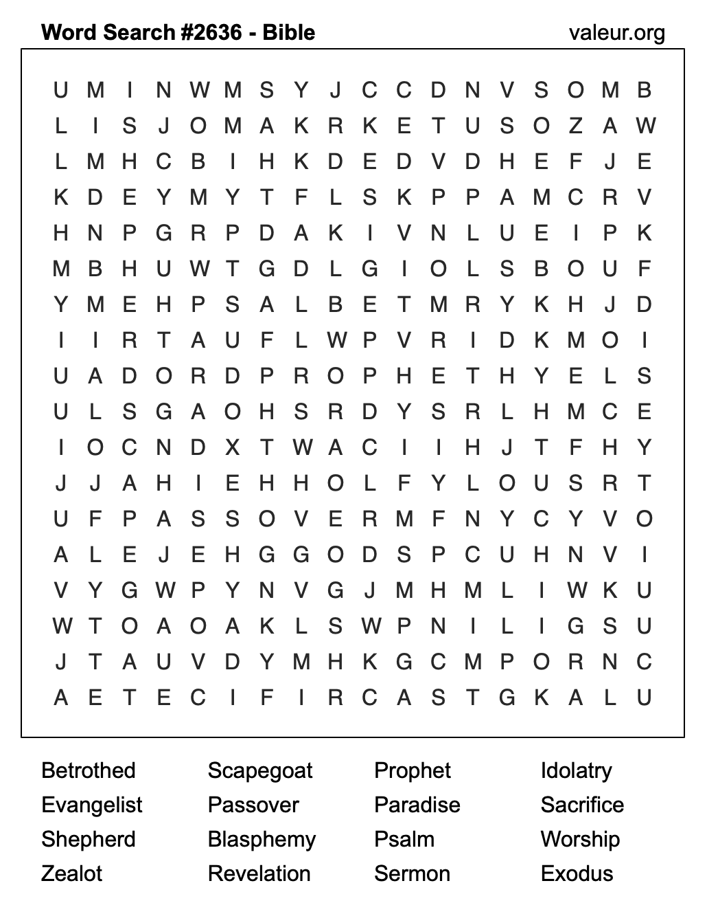 Bible Word Search Puzzle #2636