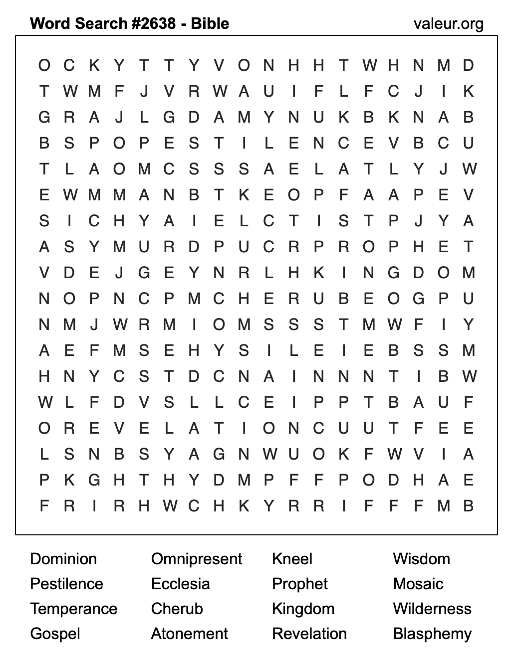 Bible Word Search Puzzle #2638