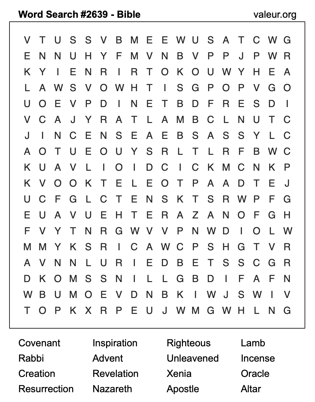 Bible Word Search Puzzle #2639