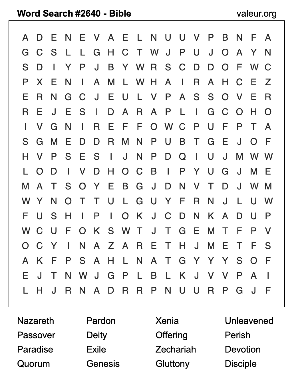 Bible Word Search Puzzle #2640