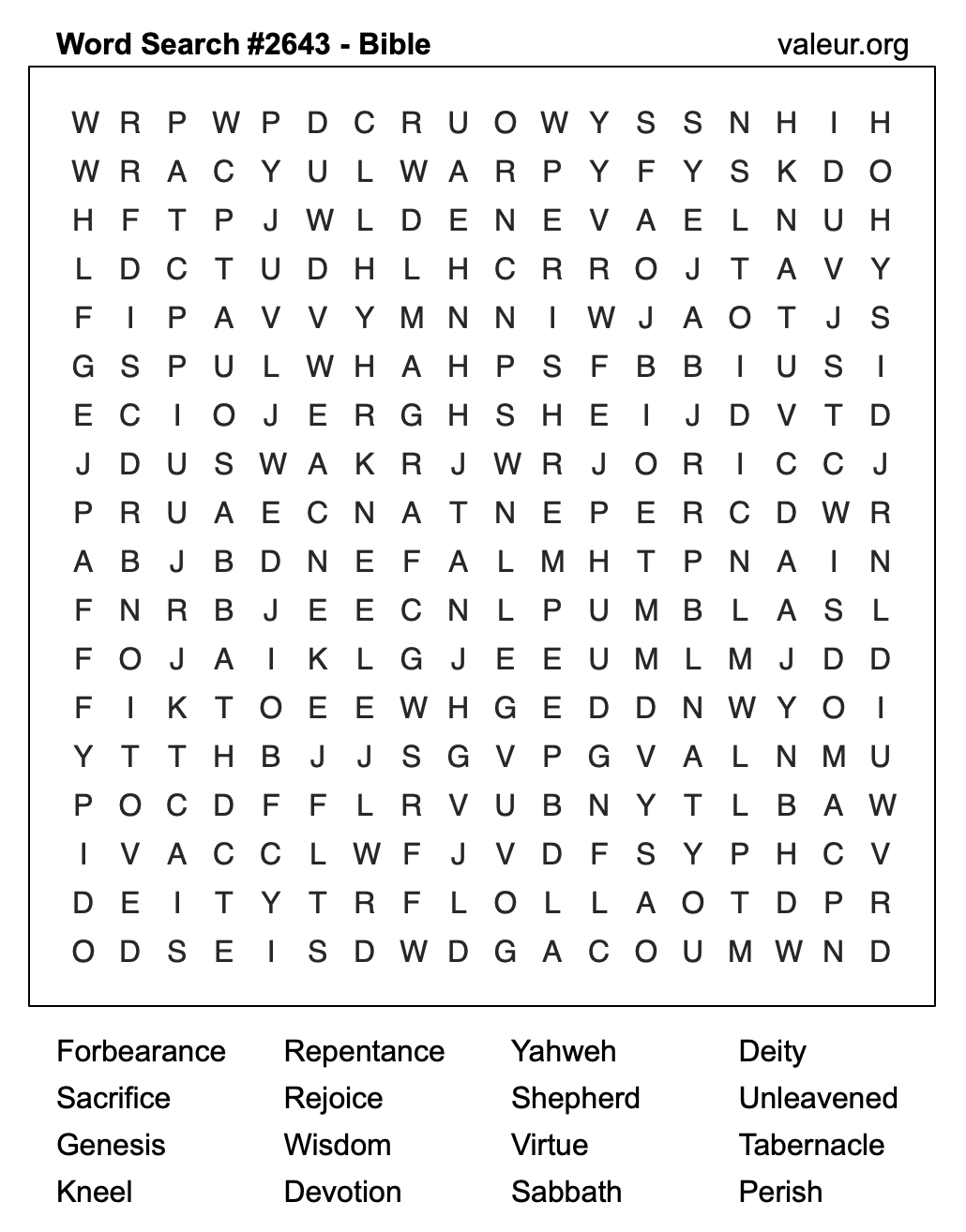 Bible Word Search Puzzle #2643