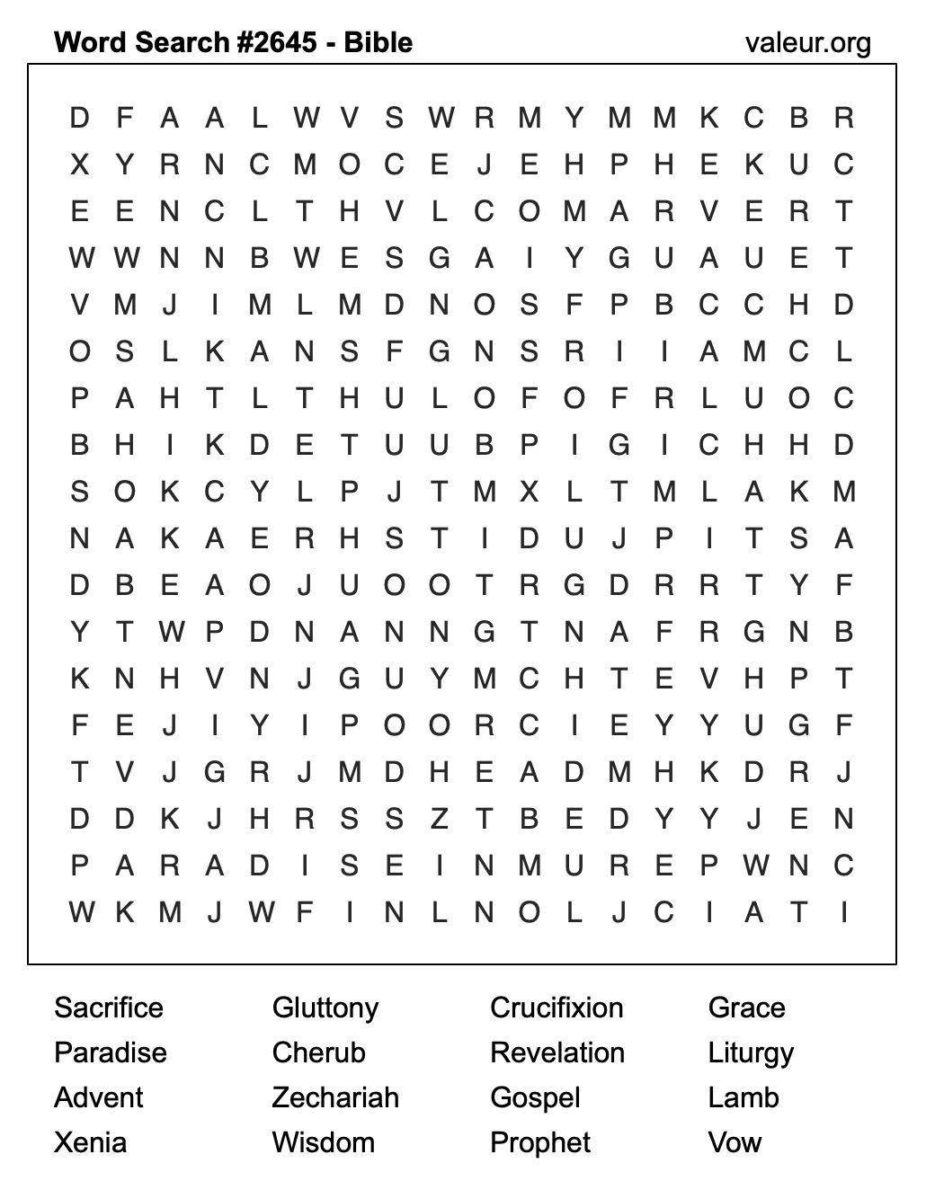 Bible Word Search Puzzle #2645