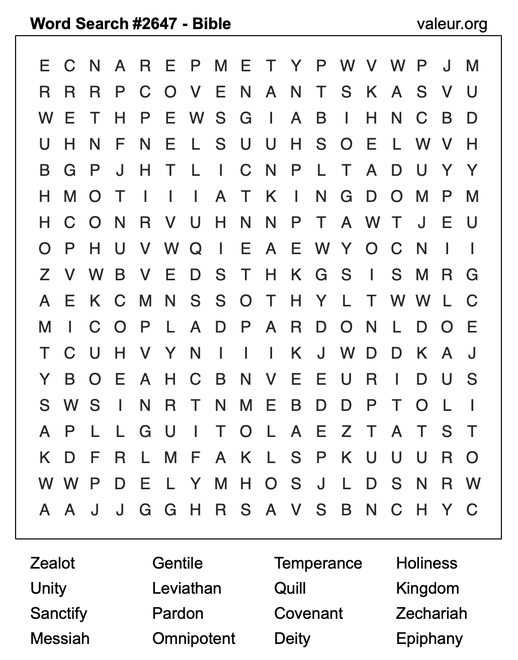 Bible Word Search Puzzle #2647