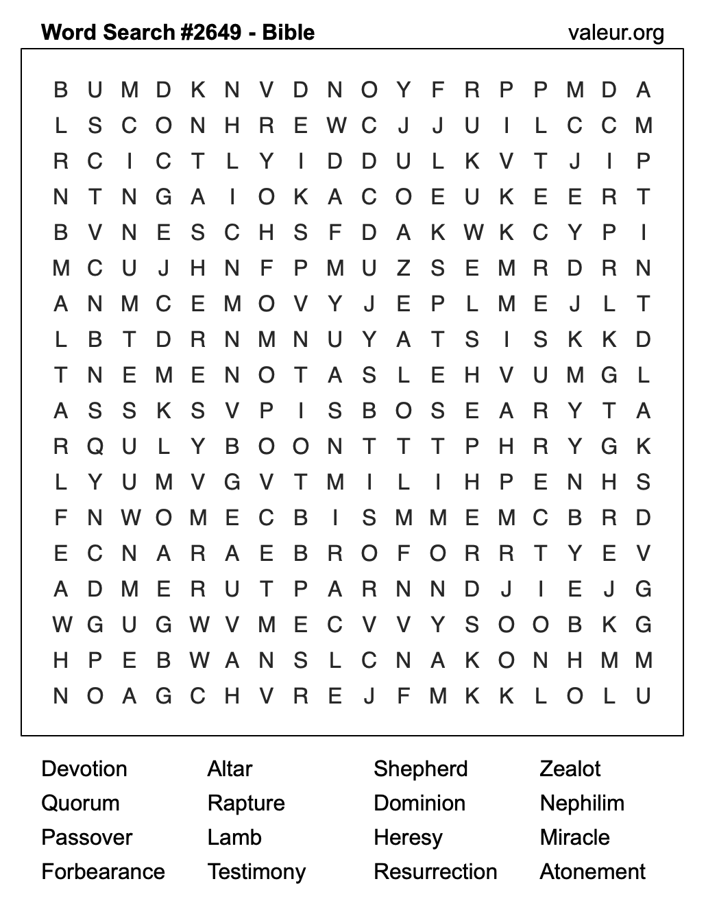 Bible Word Search Puzzle #2649