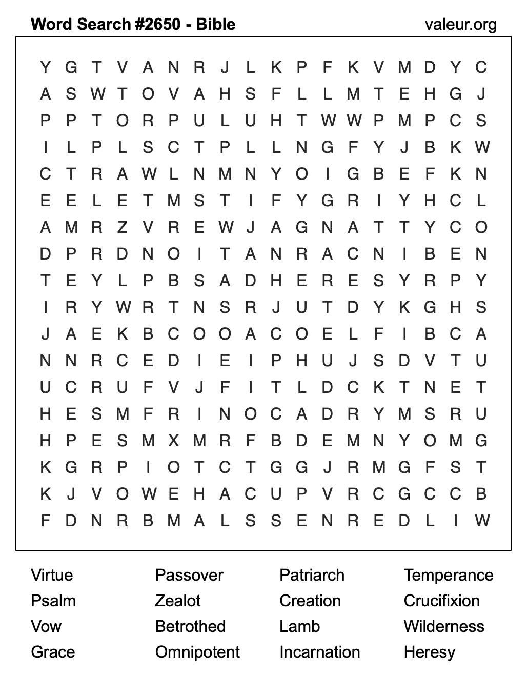 Bible Word Search Puzzle #2650