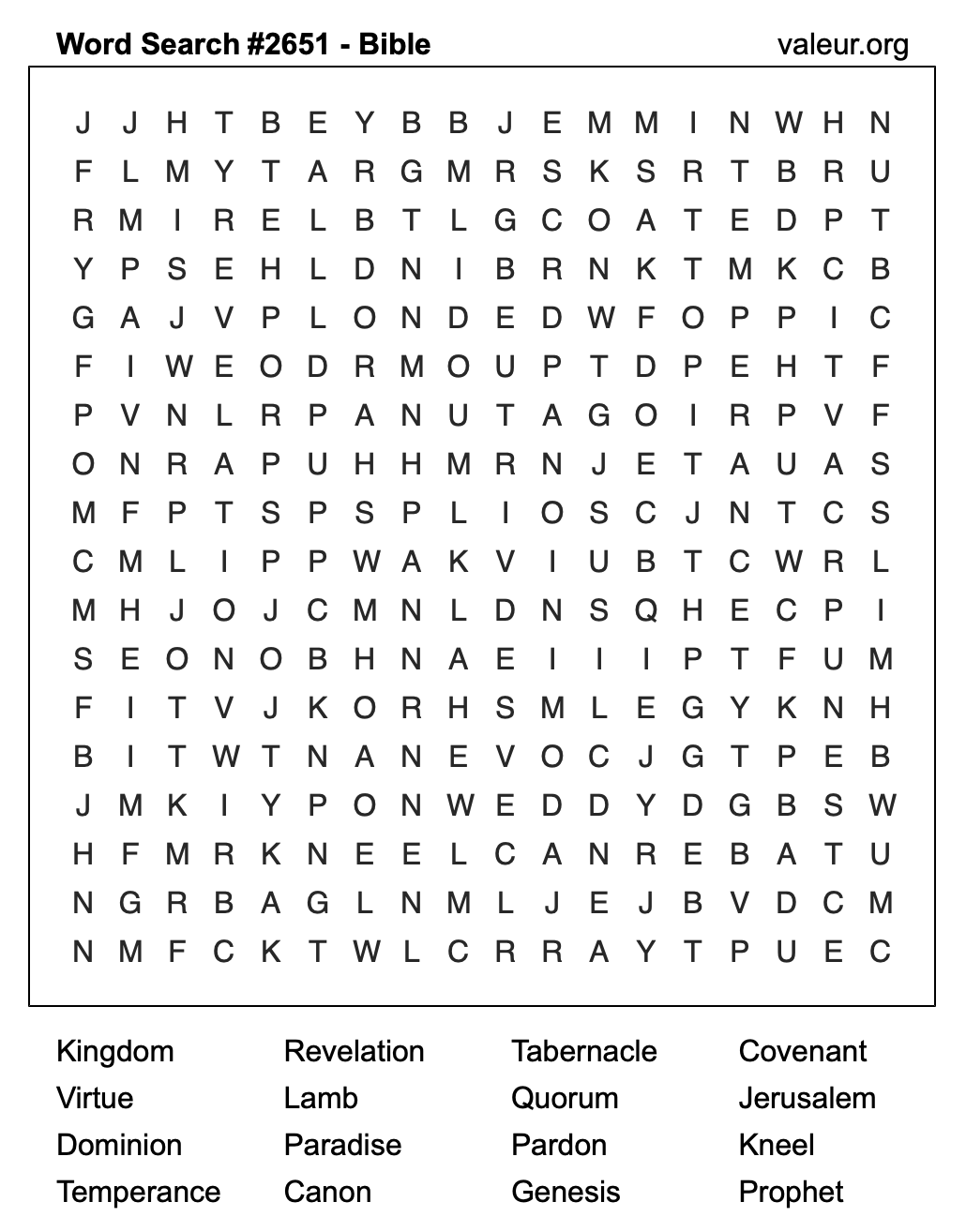 Bible Word Search Puzzle #2651