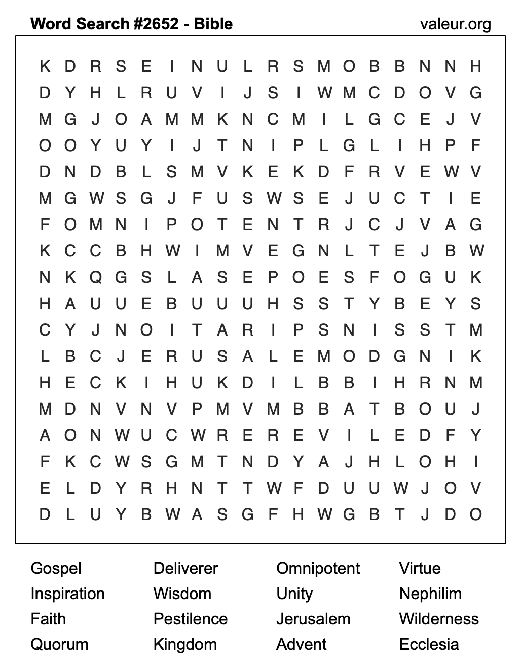 Bible Word Search Puzzle #2652