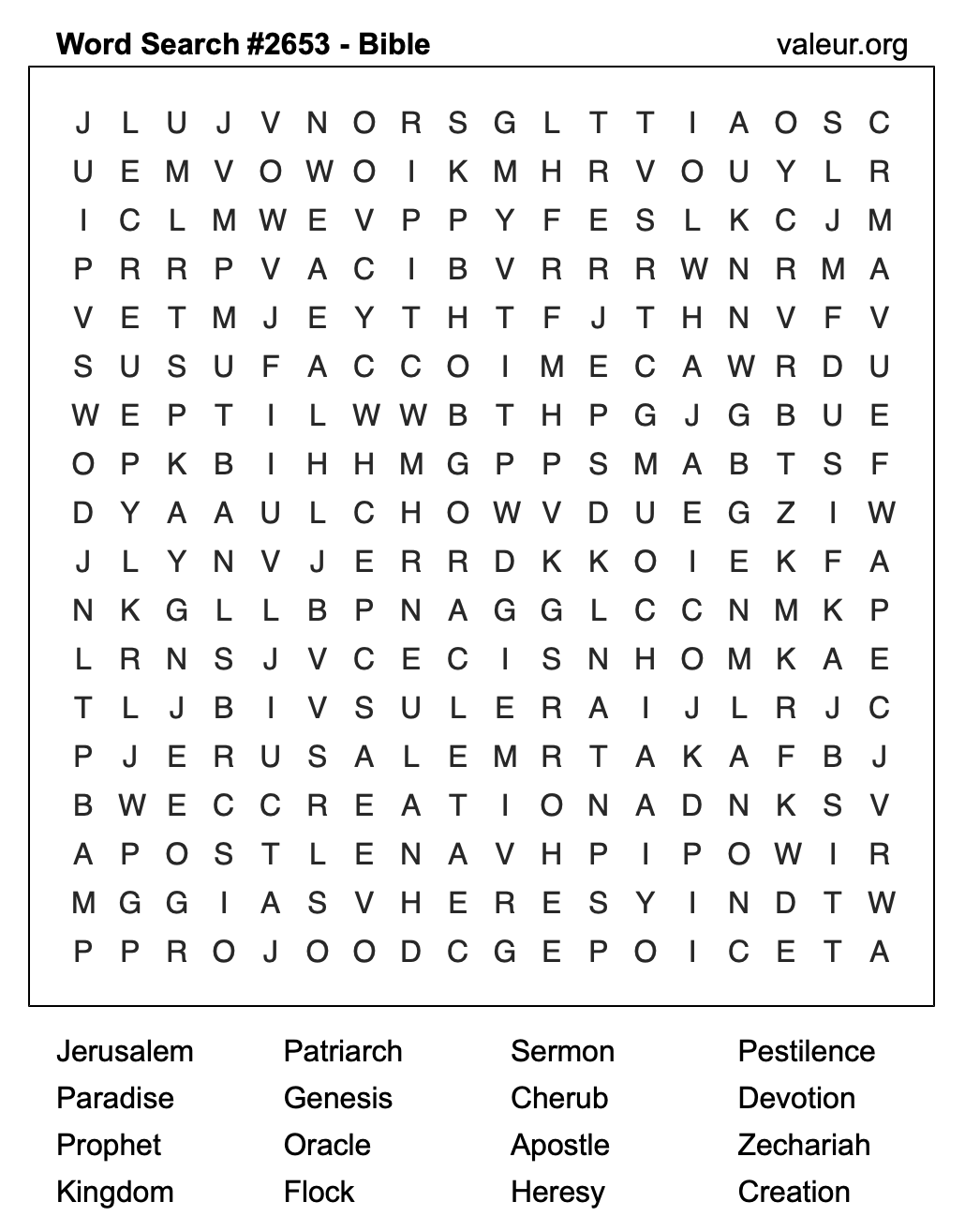 Bible Word Search Puzzle #2653