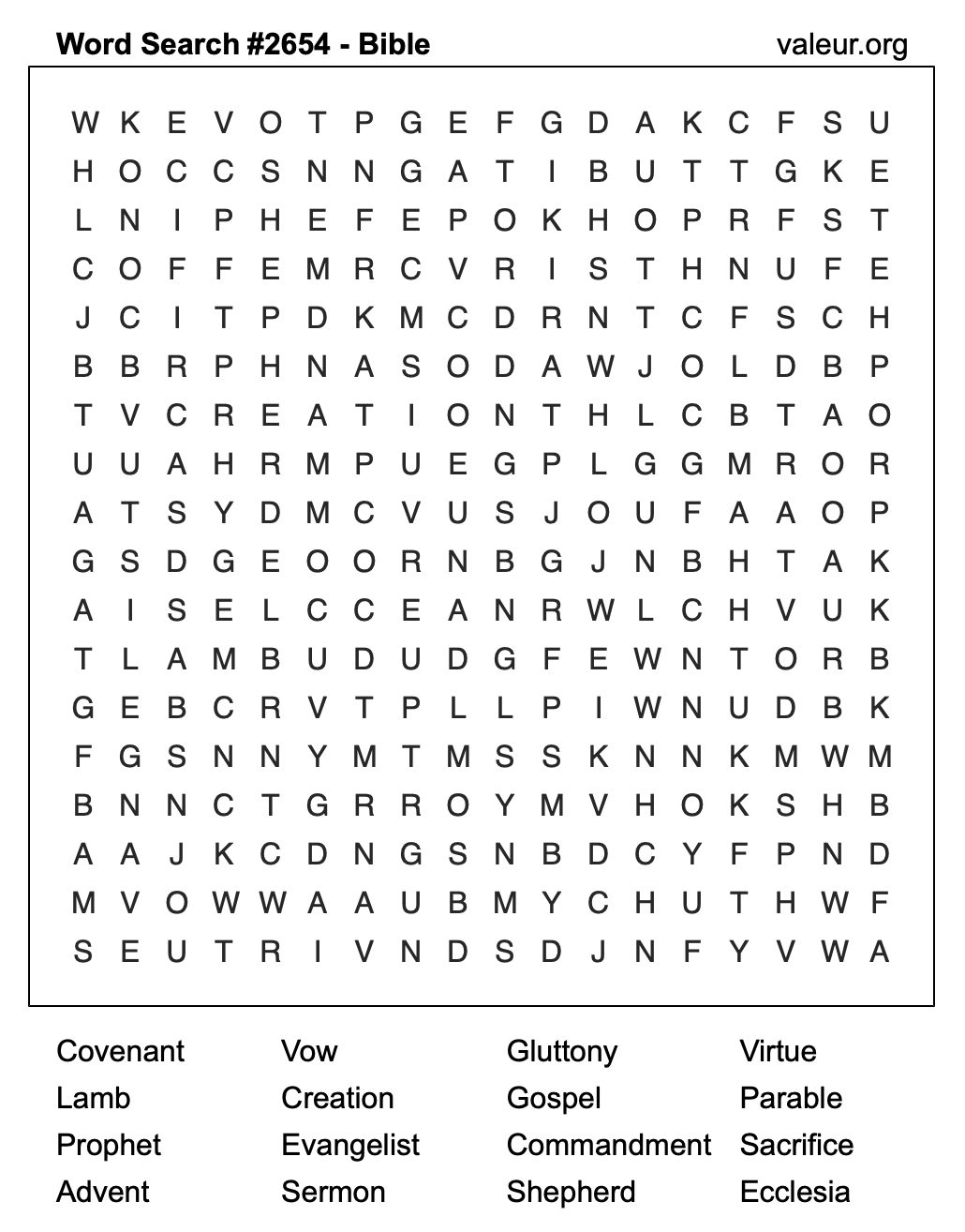 Bible Word Search Puzzle #2654