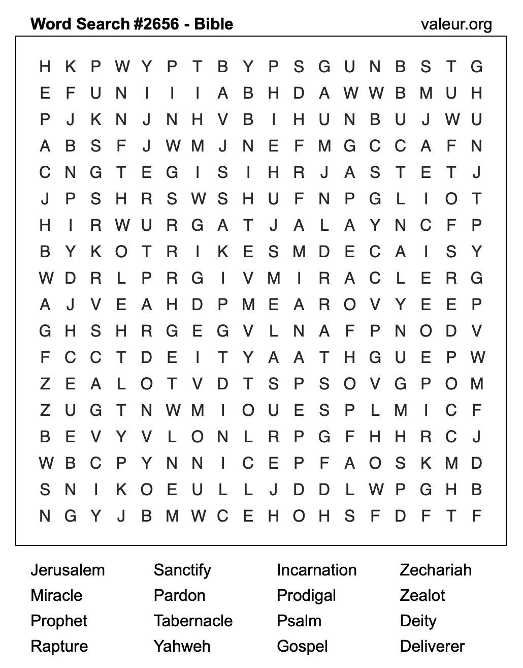 Bible Word Search Puzzle #2656