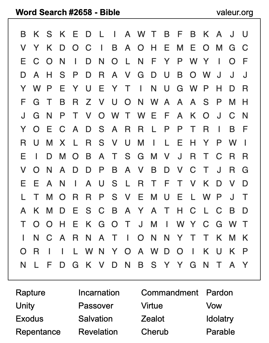 Bible Word Search Puzzle #2658