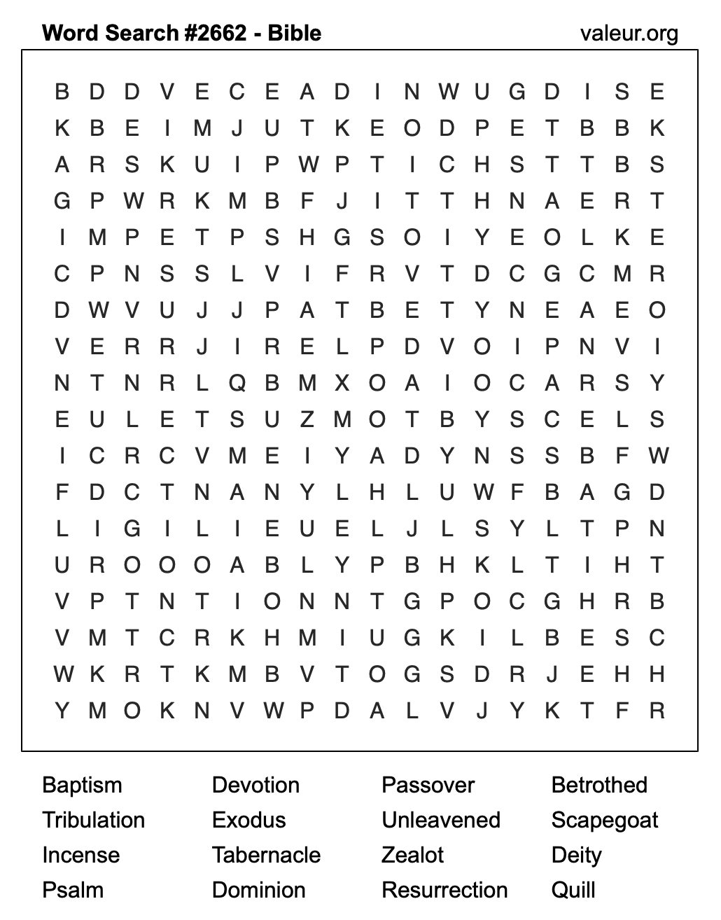 Bible Word Search Puzzle #2662