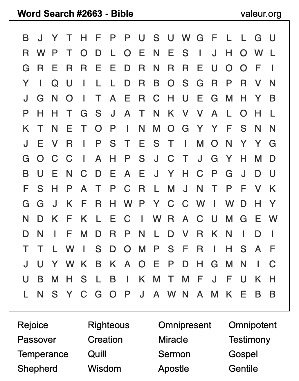 Bible Word Search Puzzle #2663