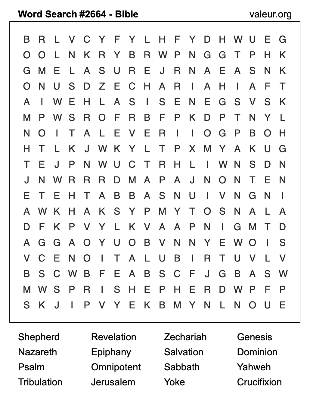 Bible Word Search Puzzle #2664