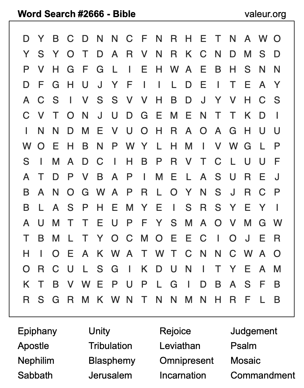 Bible Word Search Puzzle #2666