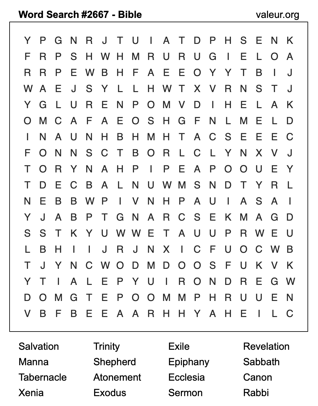 Bible Word Search Puzzle #2667