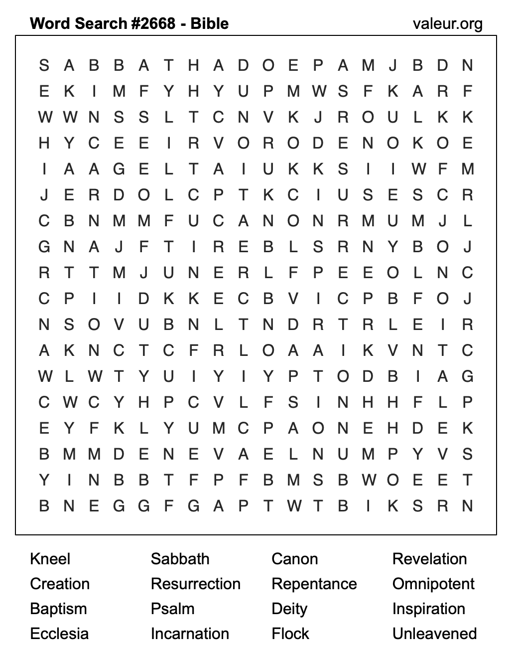 Bible Word Search Puzzle #2668