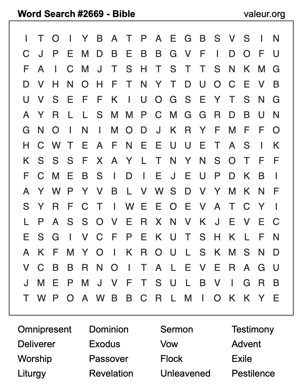 Bible Word Search Puzzle #2669