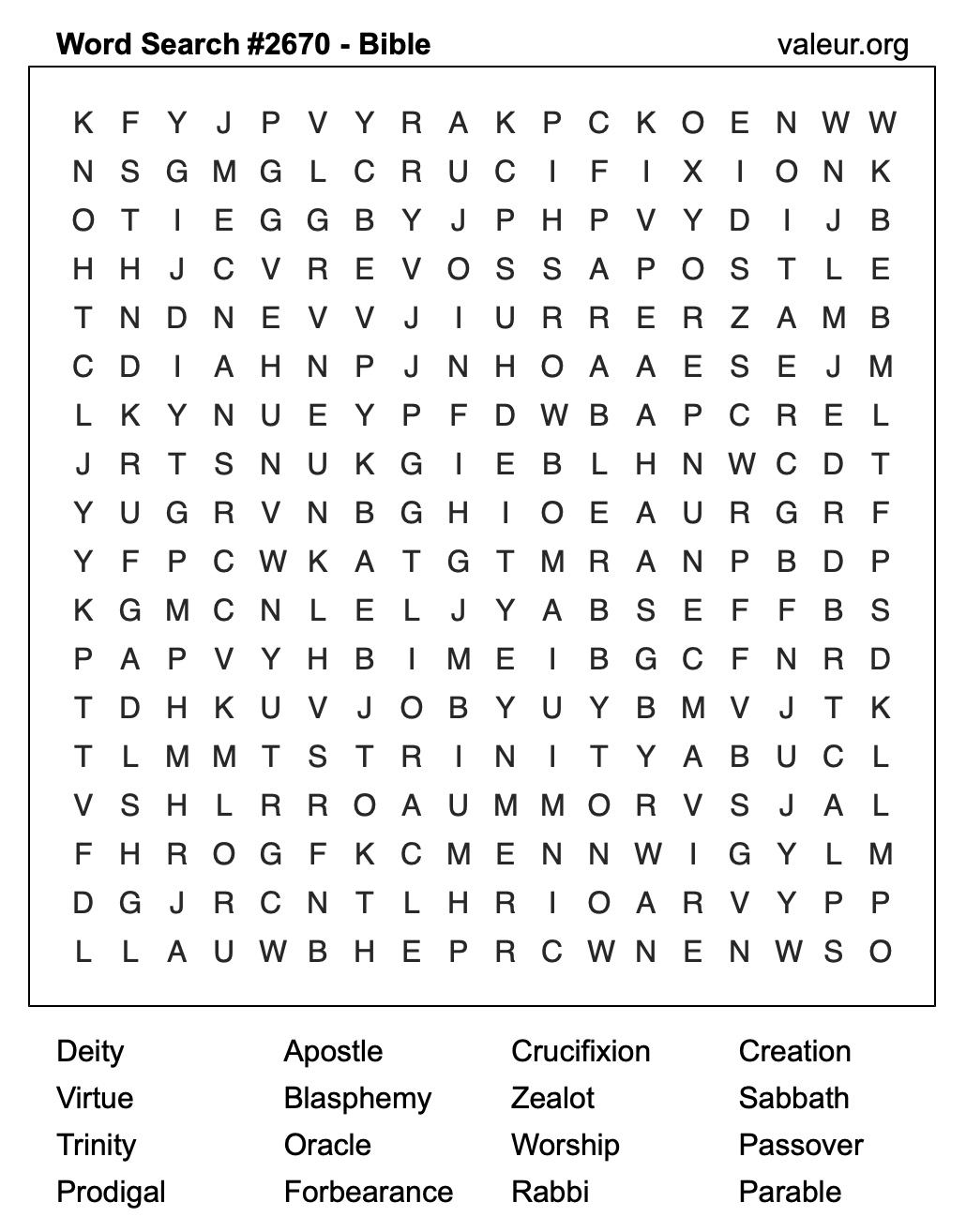 Bible Word Search Puzzle #2670