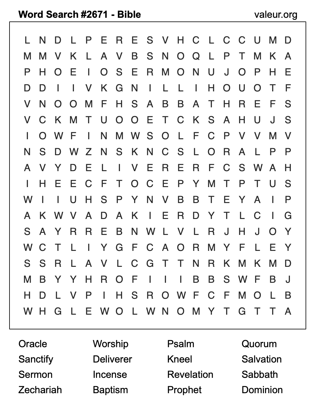 Bible Word Search Puzzle #2671