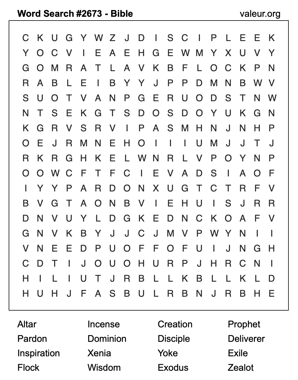 Bible Word Search Puzzle #2673