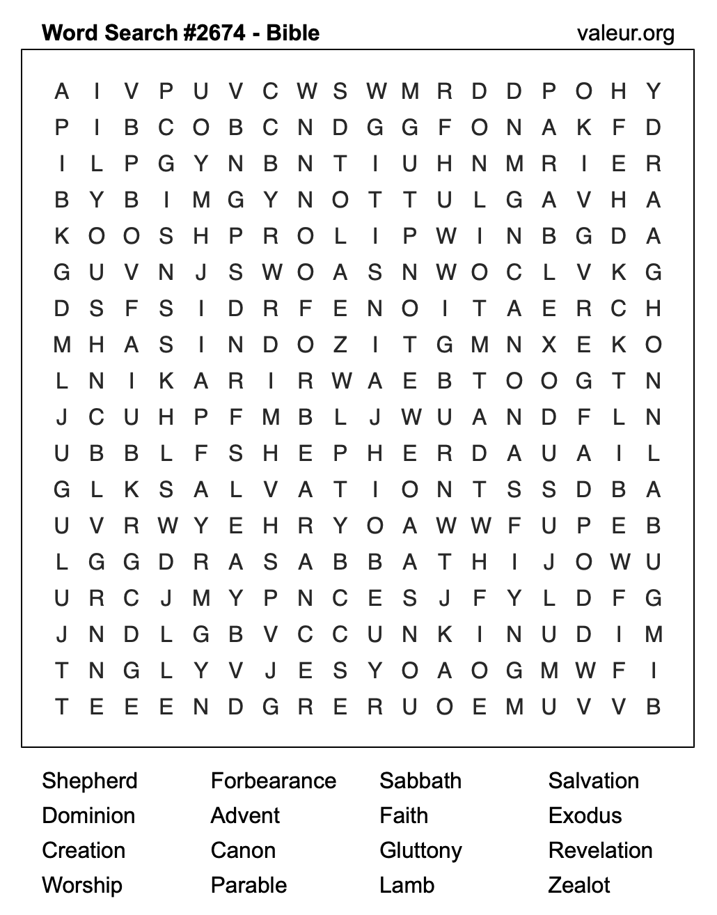 Bible Word Search Puzzle #2674