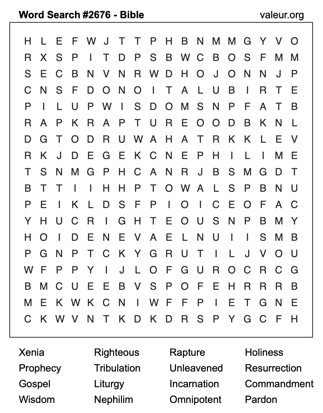 Bible Word Search Puzzle #2676