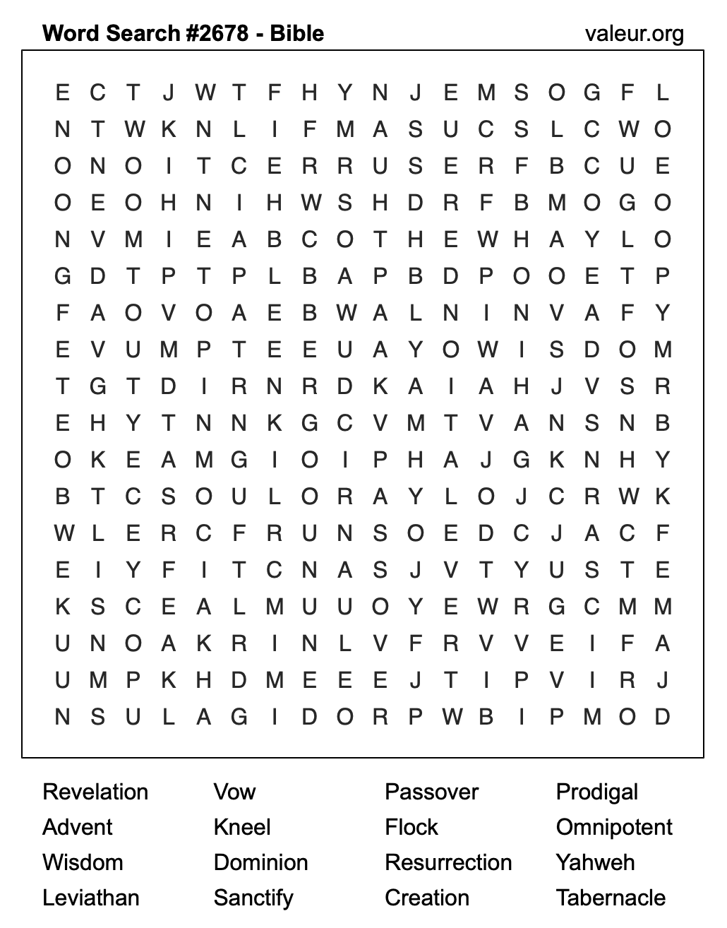 Bible Word Search Puzzle #2678