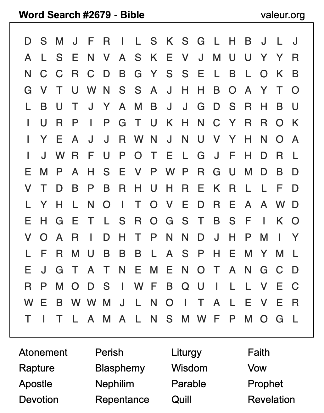 Bible Word Search Puzzle #2679