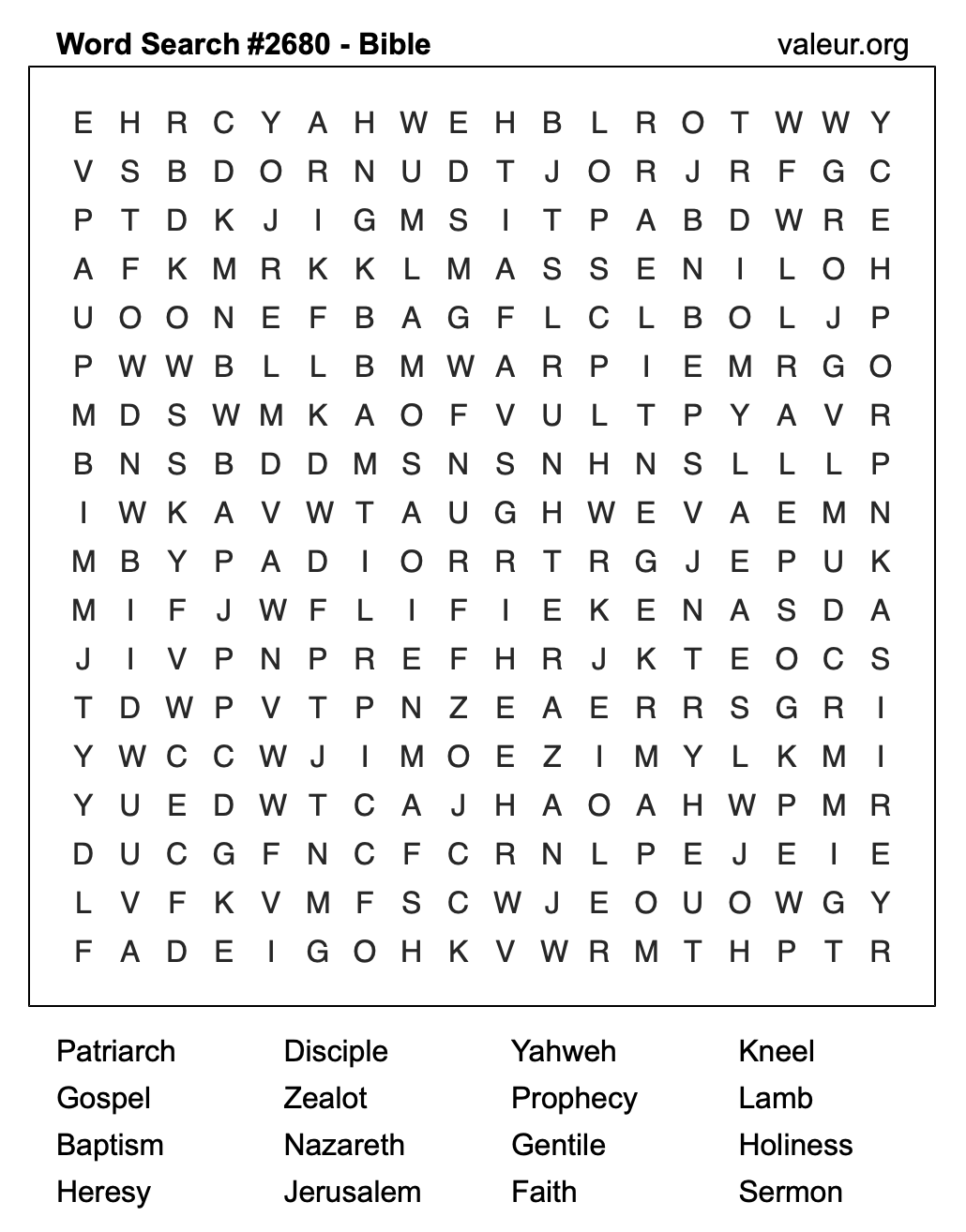 Bible Word Search Puzzle #2680