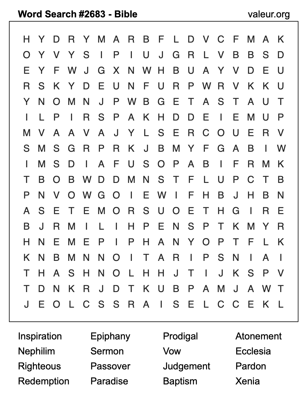 Bible Word Search Puzzle #2683