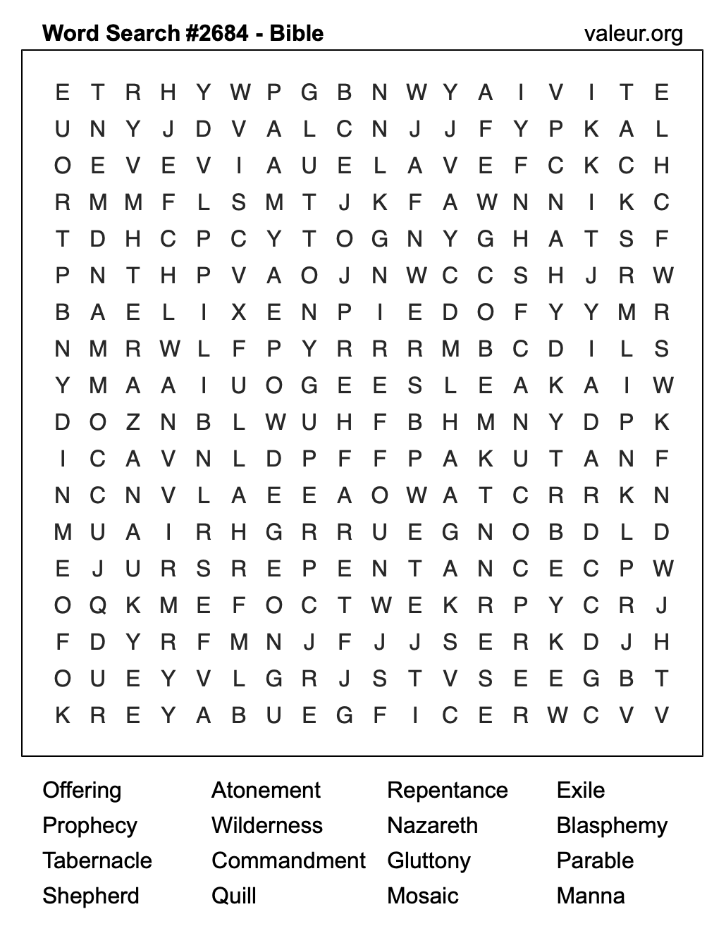 Bible Word Search Puzzle #2684