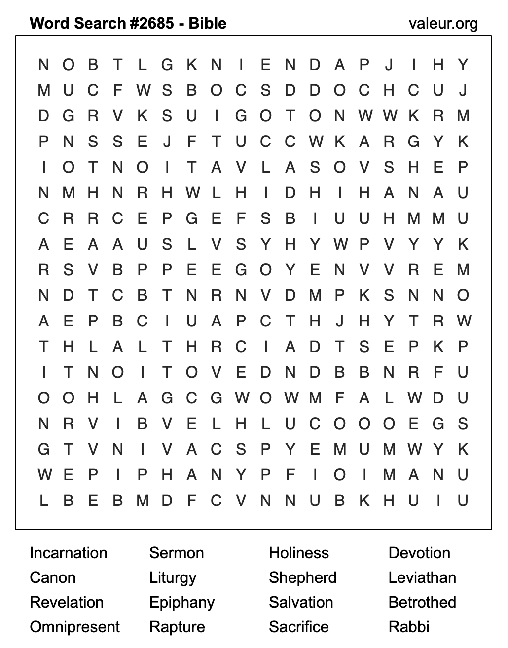 Bible Word Search Puzzle #2685