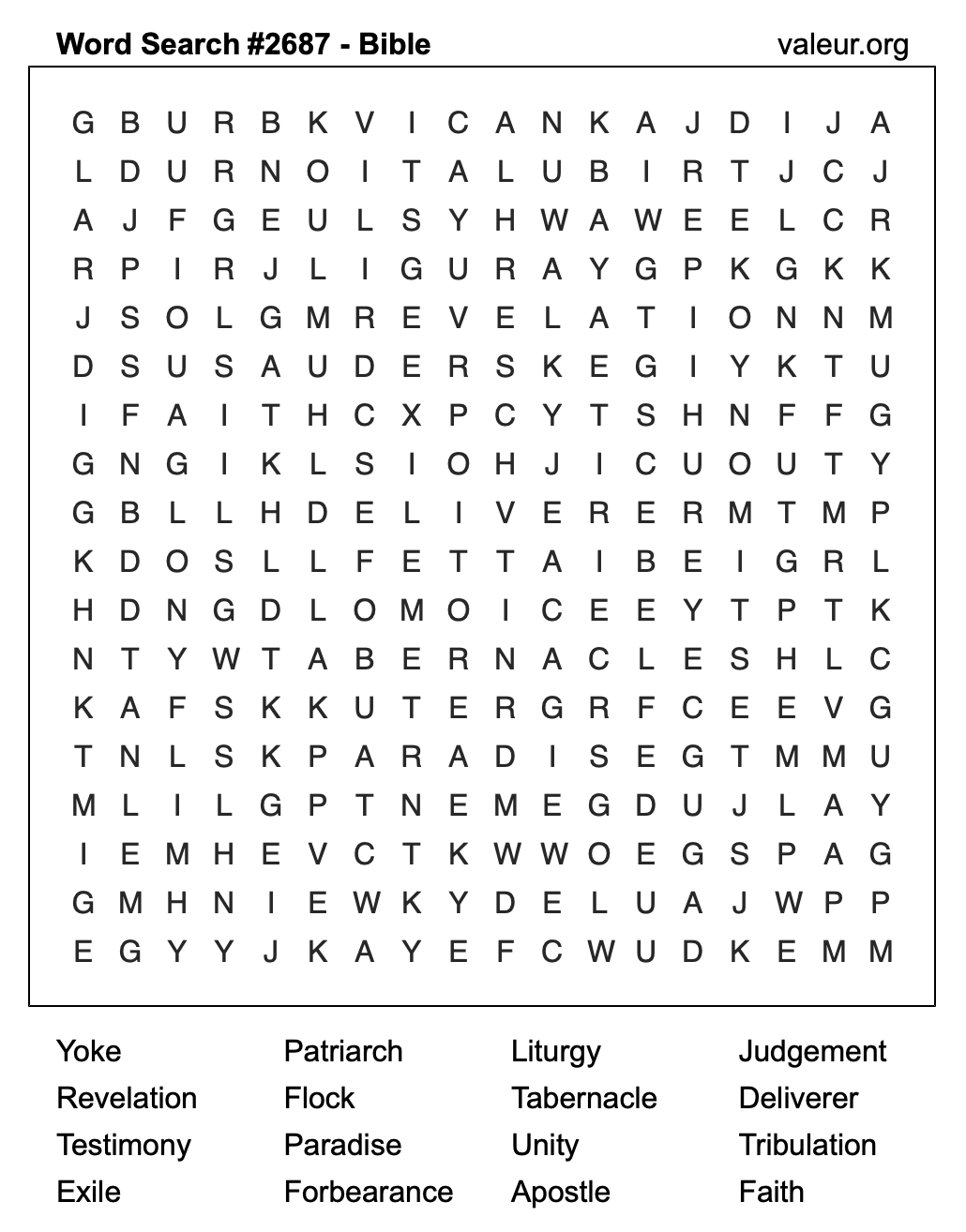 Bible Word Search Puzzle #2687