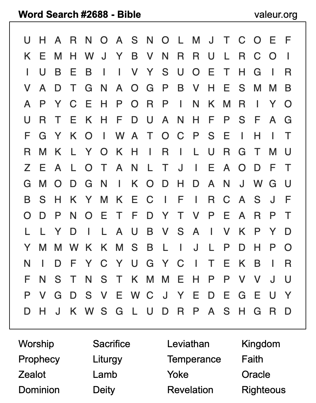 Bible Word Search Puzzle #2688