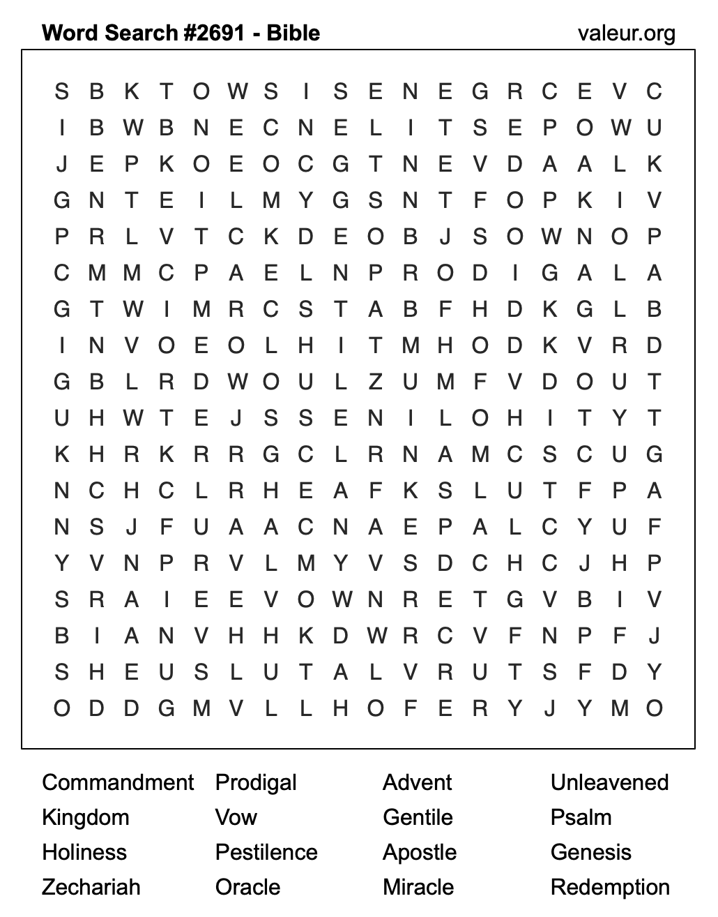 Bible Word Search Puzzle #2691