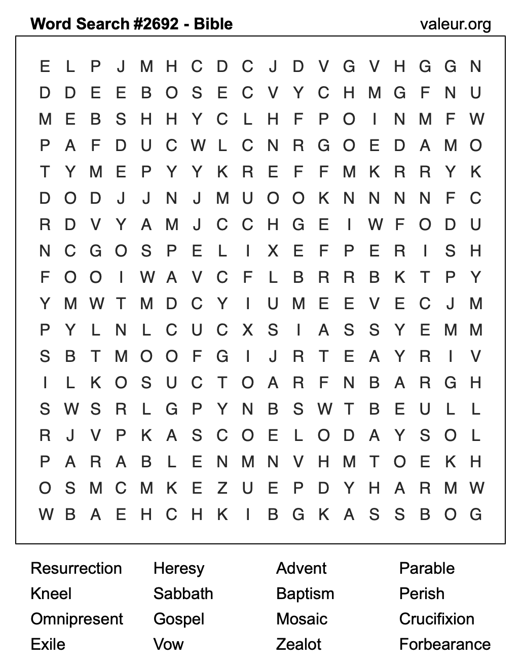 Bible Word Search Puzzle #2692