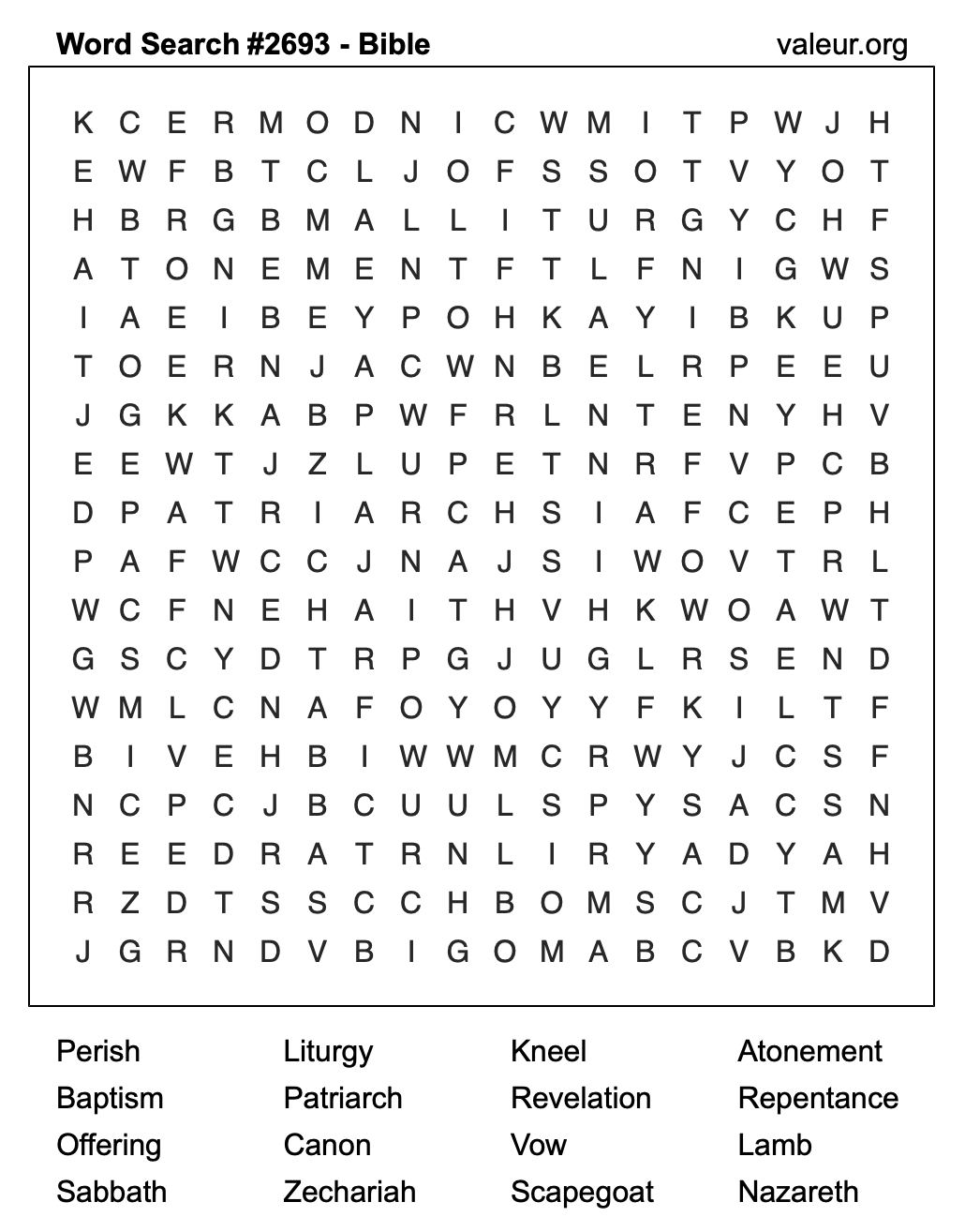 Bible Word Search Puzzle #2693