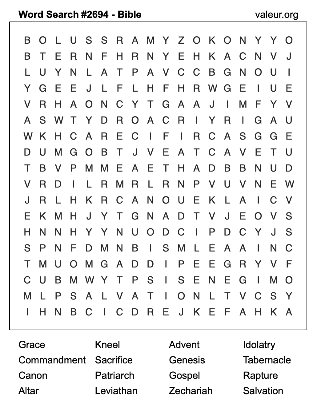 Bible Word Search Puzzle #2694